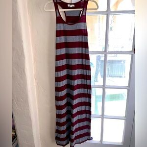 Striped Maxi, racer back, maroon/gray
